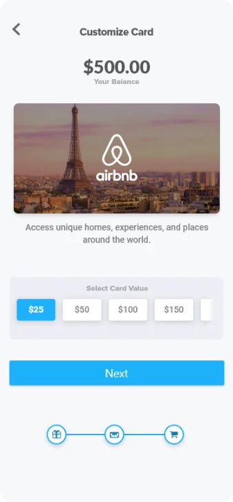 Prizeout gift card web app offer detail screen